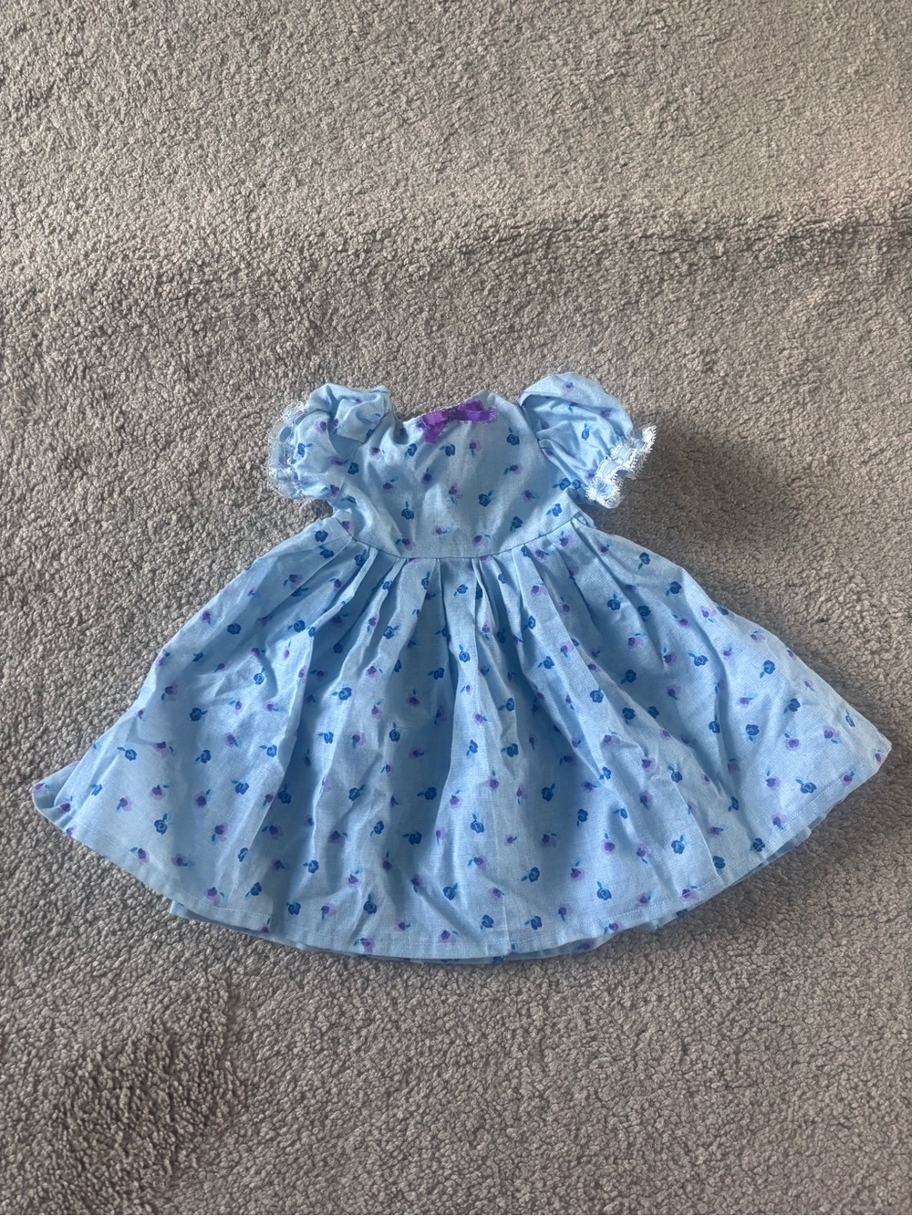 Blue Floral Doll Dress - Light Blue Puff Sleeve Outfit